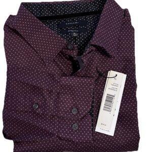 TAHARI Large NWT Premium Sateen Button Up Shirt Bordeaux Contrasting Cuffs